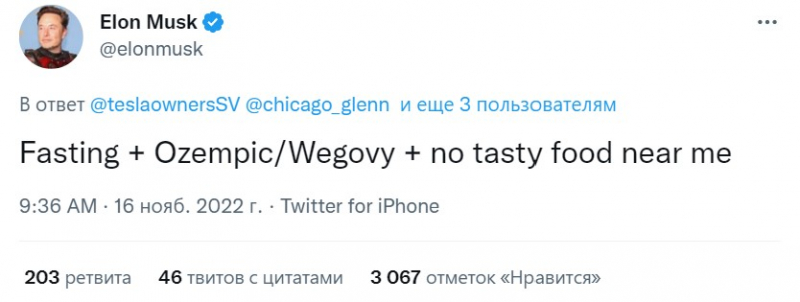 Илон Маск похудел на 13 кг и назвал три вещи, которые ему помогли